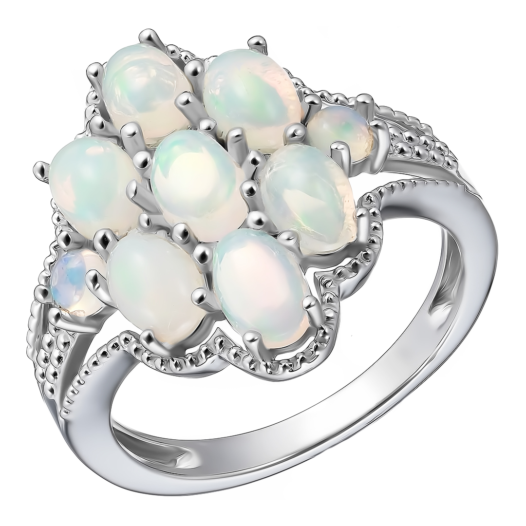Серебряное кольцо 925 пробы; вставки 9 Опал 2,3 ct;