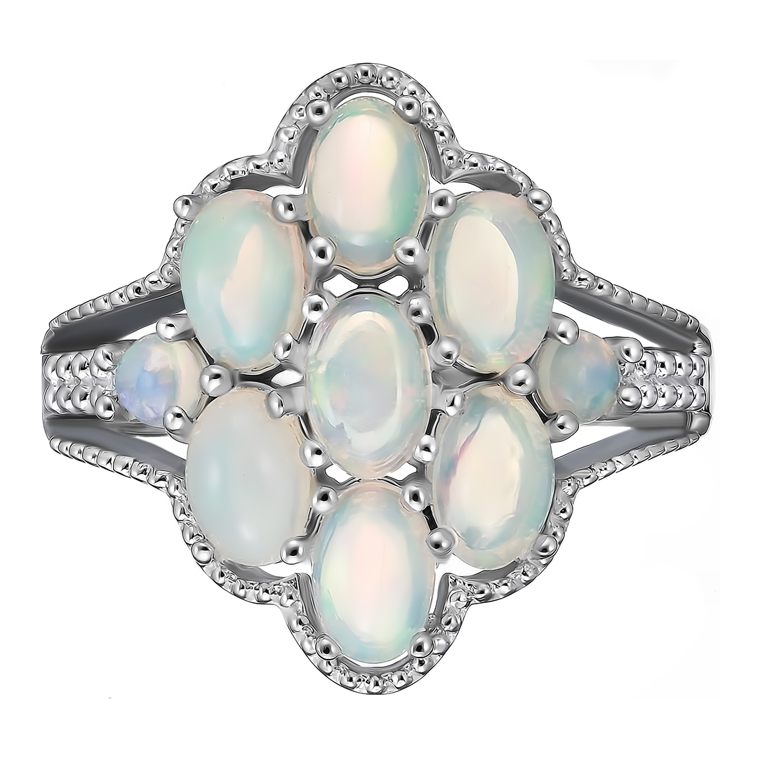 Серебряное кольцо 925 пробы; вставки 9 Опал 2,3 ct;