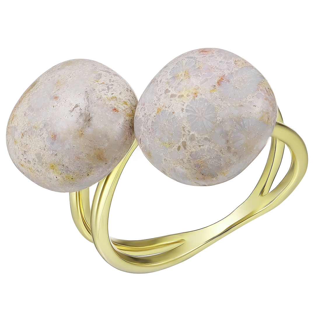 Серебряное кольцо 925 пробы; вставки 2 Коралл;