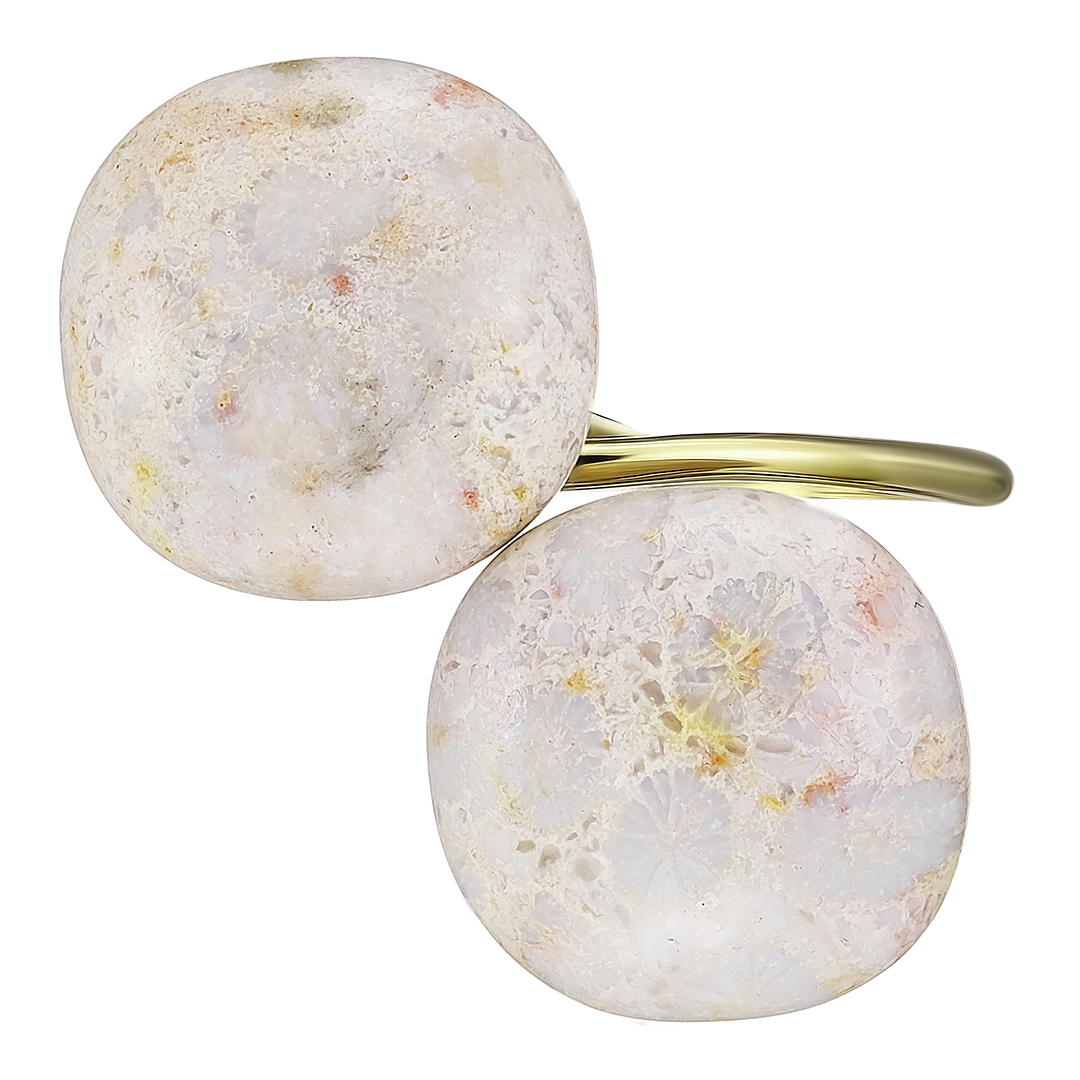 Серебряное кольцо 925 пробы; вставки 2 Коралл;