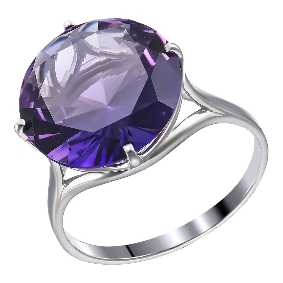 Серебряное кольцо 925 пробы; вставки 1 Аметист;