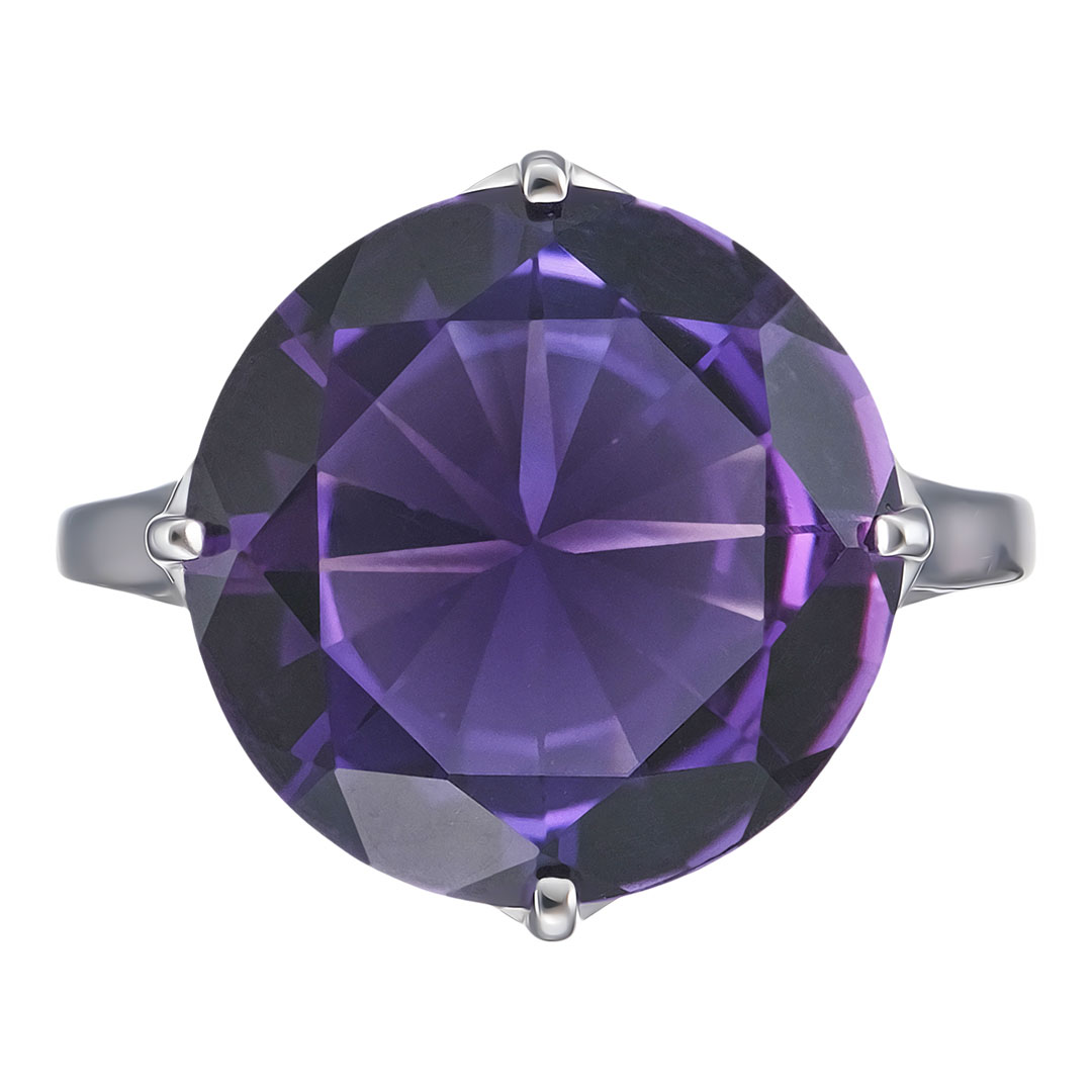 Серебряное кольцо 925 пробы; вставки 1 Аметист;