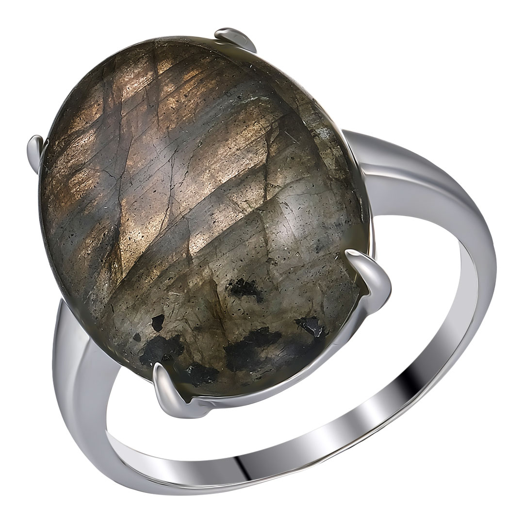 Серебряное кольцо 925 пробы; вставки 1 Лабрадорит;