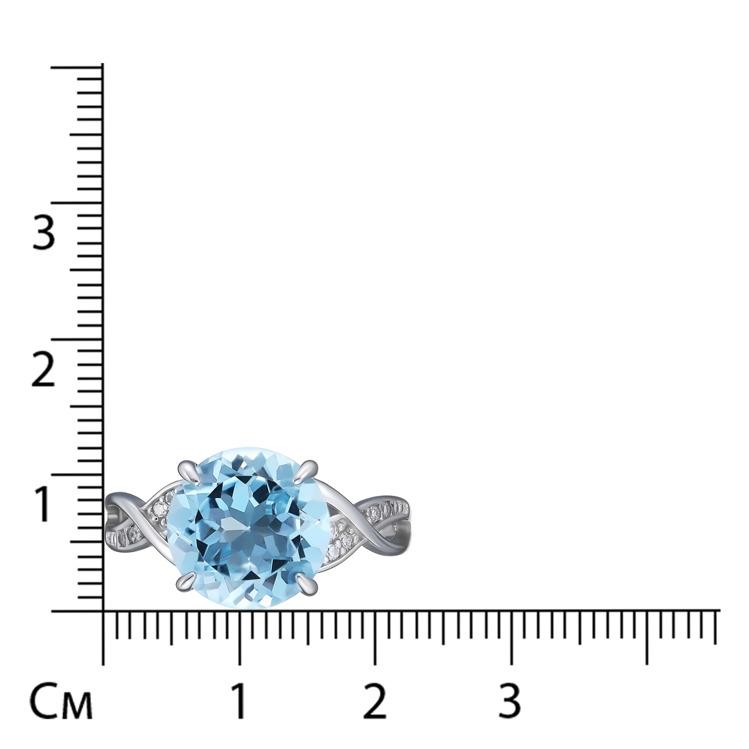 Серебряное кольцо 925 пробы; вставки 1 Топаз; 14 Фианит бесцв.;