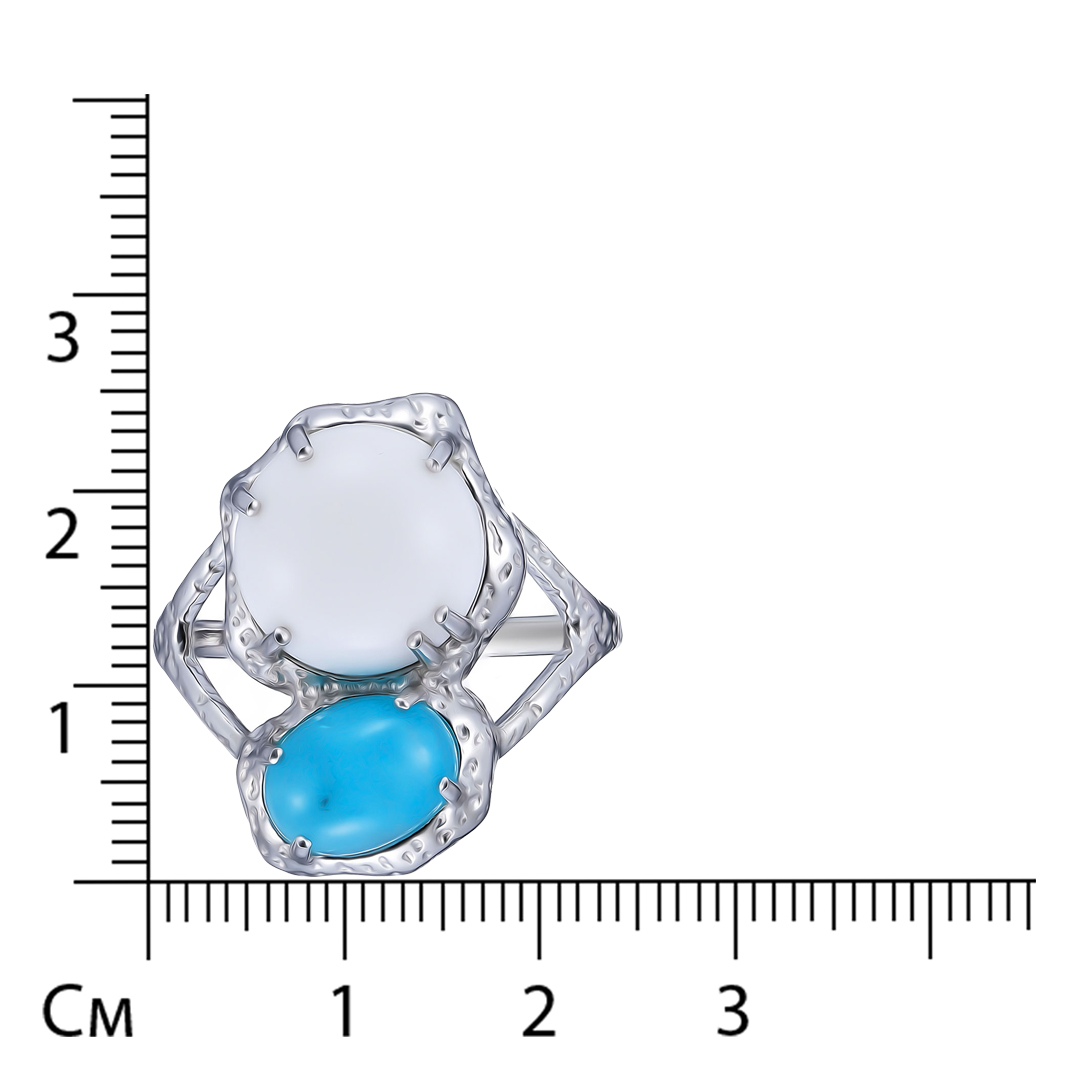 Серебряное кольцо с амазонитом и агатом