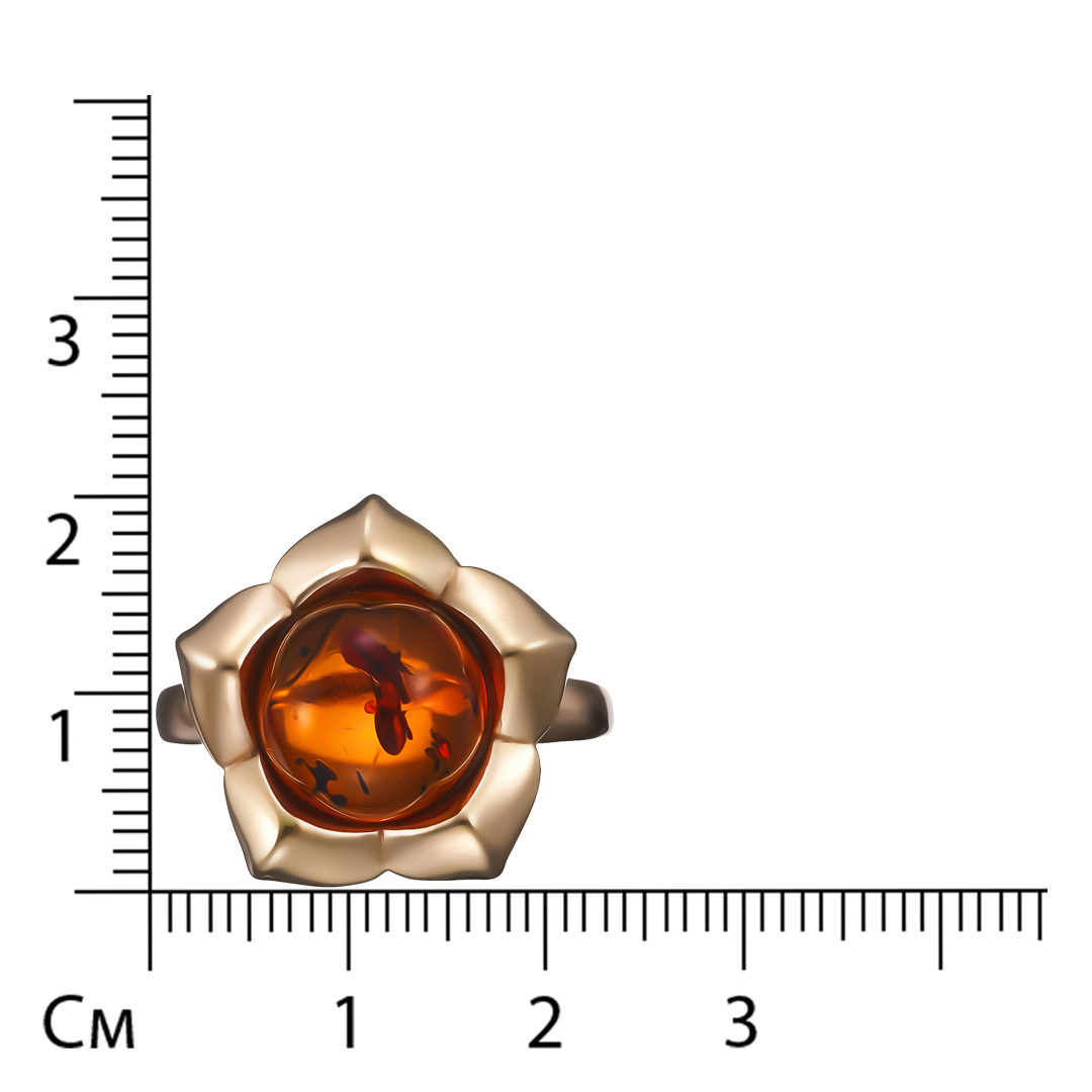 Серебряное кольцо с янтарем "Цветок"