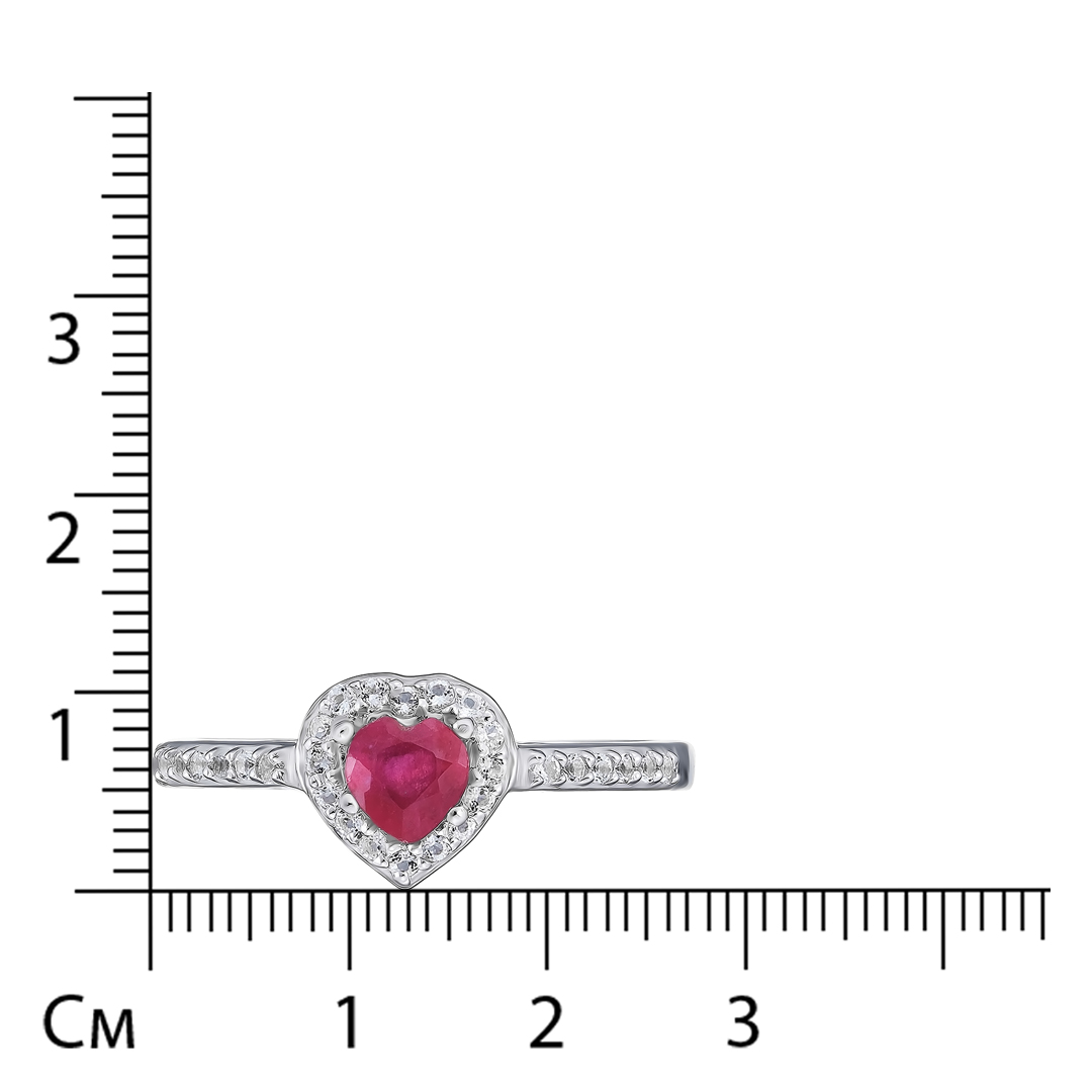 Серебряное кольцо с рубином "Сердце"