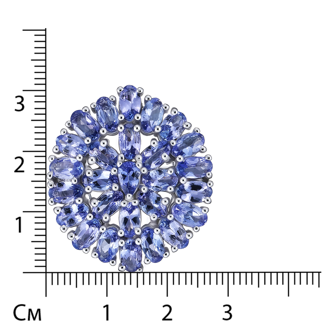 Серебряное кольцо 925 пробы; вставки Россыпь Танзанит 6,7 ct;