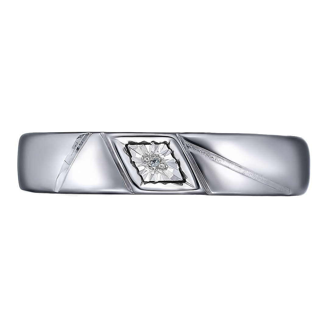 Серебряное кольцо 925 пробы; с алмазной обработкой; вставки 1 Бр.Кр-17 0,004 2/3/A