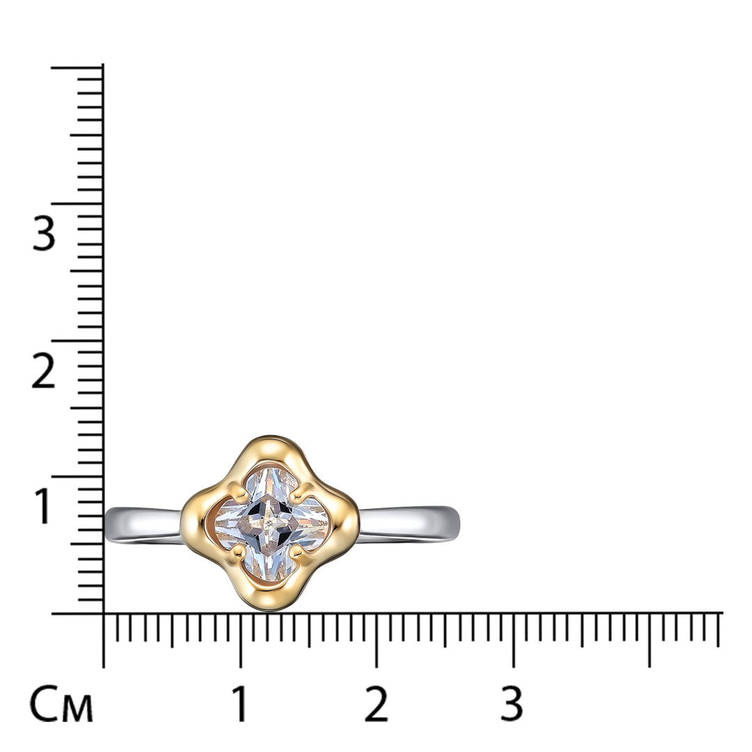 Серебряное кольцо с фианитом "Клевер"