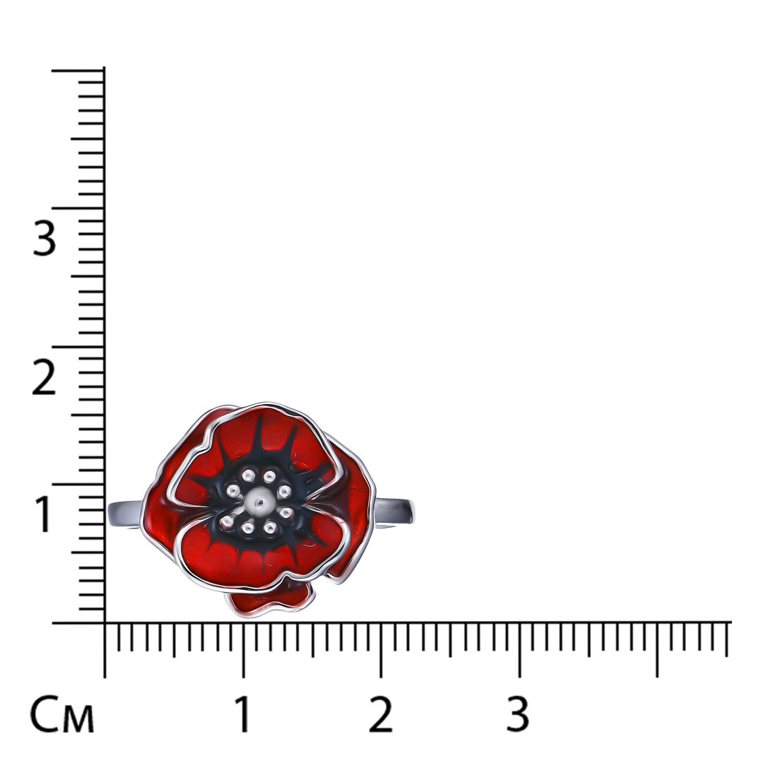 Серебряное кольцо с эмалью "Цветок"