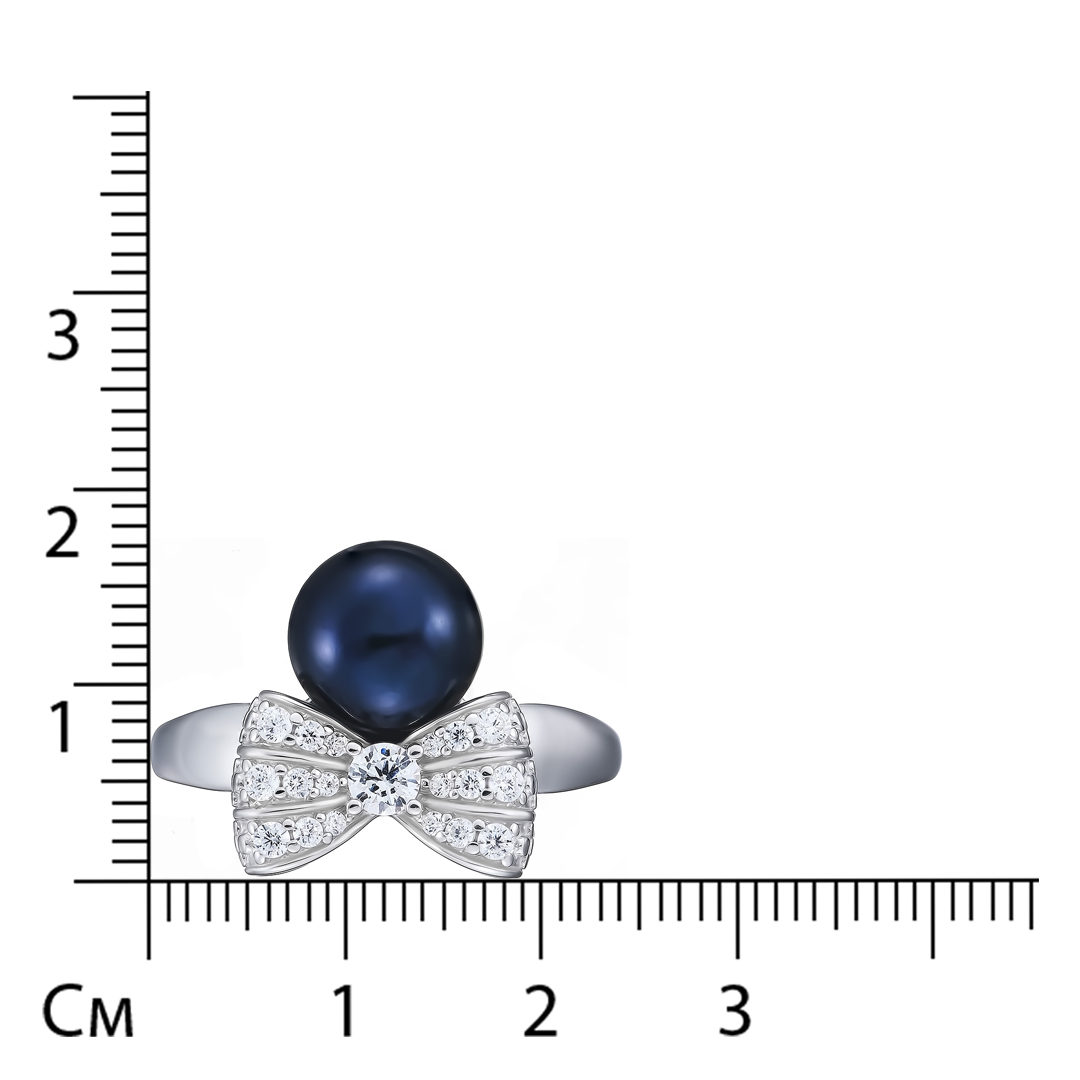Серебряное кольцо с жемчугом "Бант"
