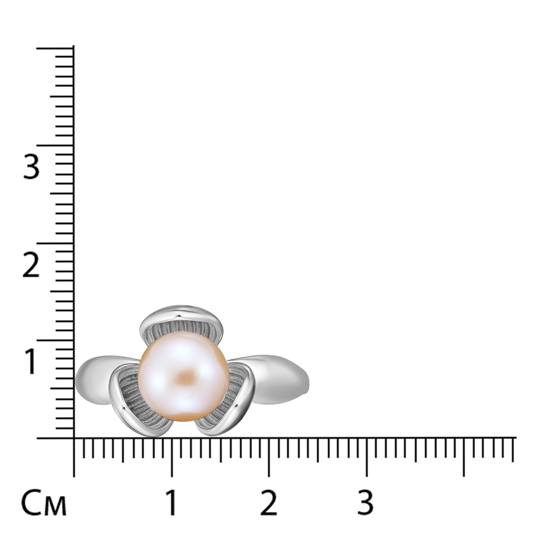 Серебряное кольцо с розовым жемчугом "Цветок"