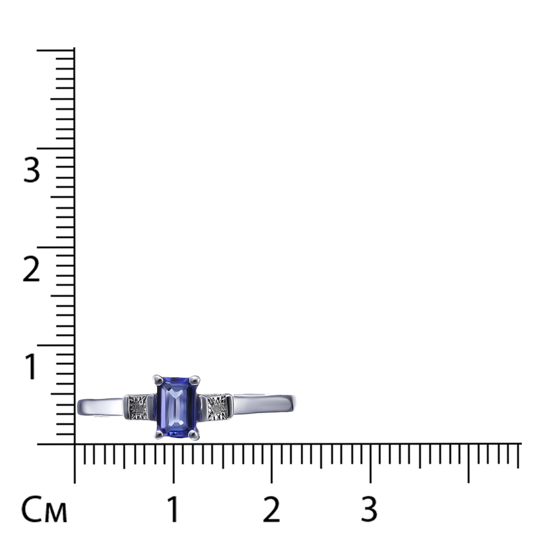 Серебряное кольцо с танзанитом и бриллиантами