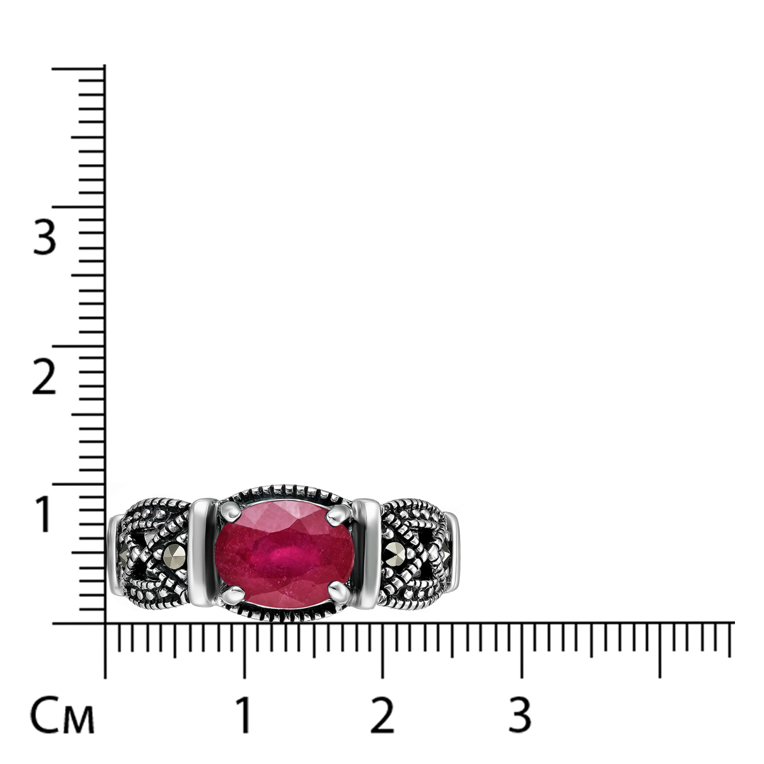 Серебряное кольцо с рубином и марказитами