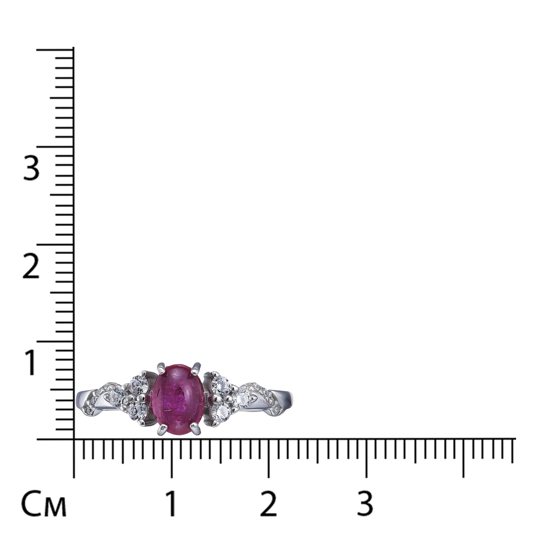 Серебряное кольцо 925 пробы; вставки 14 Фианит бесцв.; 1 Рубин 1,23 F/2