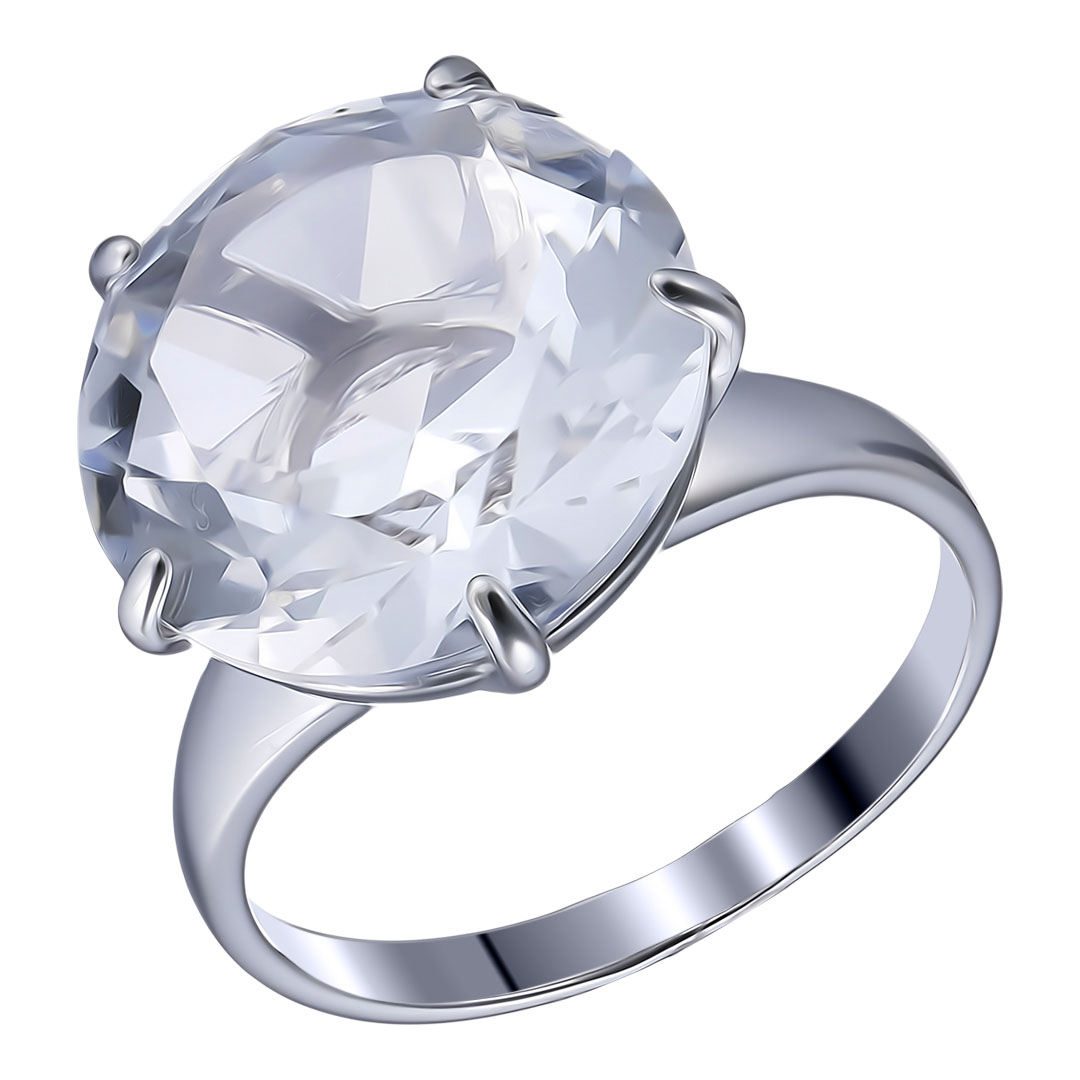 Серебряное кольцо 925 пробы; вставки 1 Горный хрусталь;