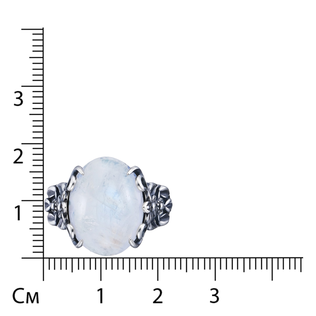 Серебряное кольцо 925 пробы; оксидирование; вставки 1 Лунный камень нат.;