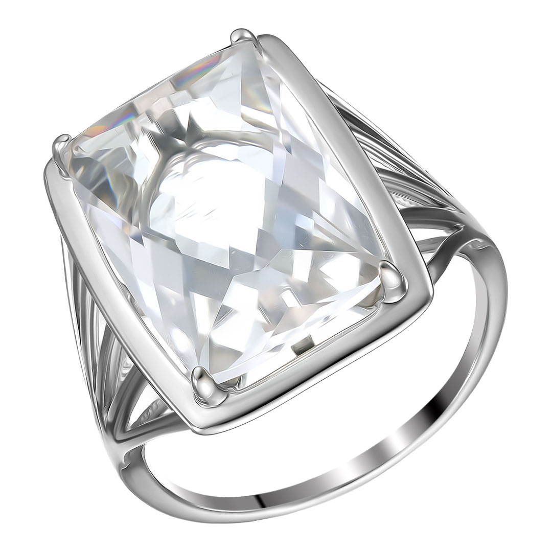 Серебряное кольцо 925 пробы; вставки 1 Горный хрусталь;