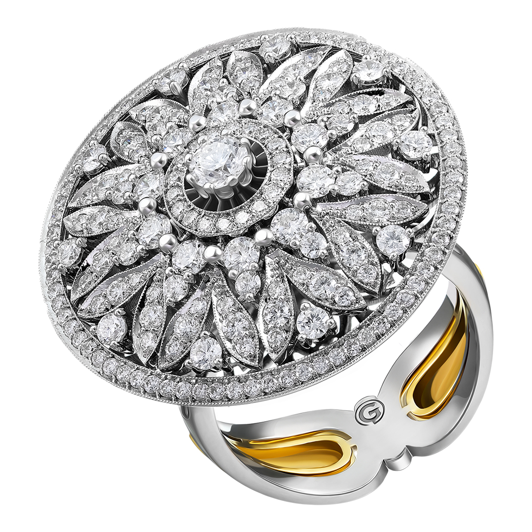 Серебряное кольцо 925 пробы; вставки 1 Агат зеленый; 12 Фианит бесцв.;