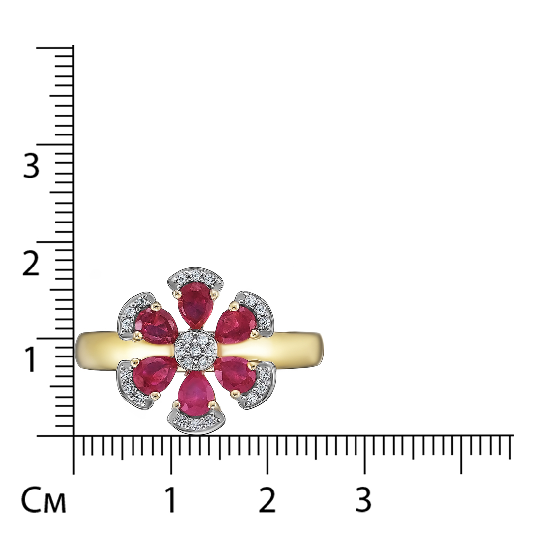 Серебряное кольцо с рубинами "Цветок"