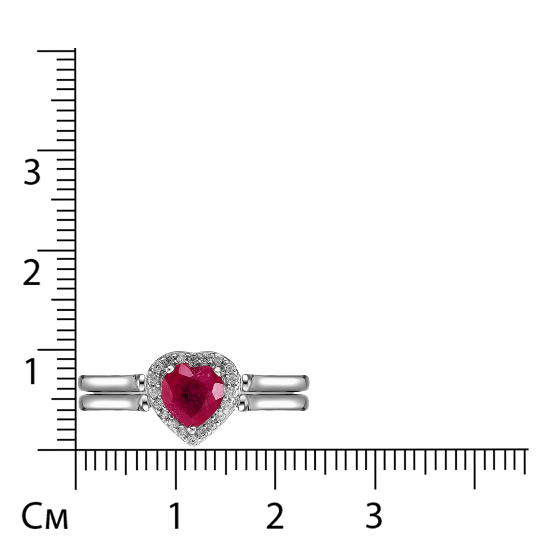 Серебряное кольцо-трансформер с рубином и сапфиром "Сердце"