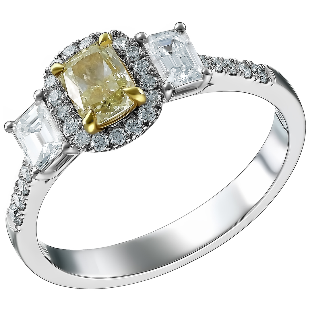 Кольцо из комбинированного золота с бриллиантом Fancy Yellow