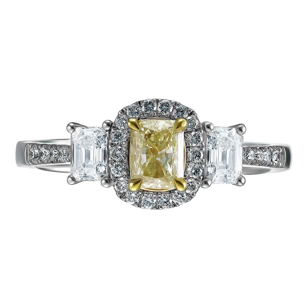 Кольцо из комбинированного золота с бриллиантом Fancy Yellow
