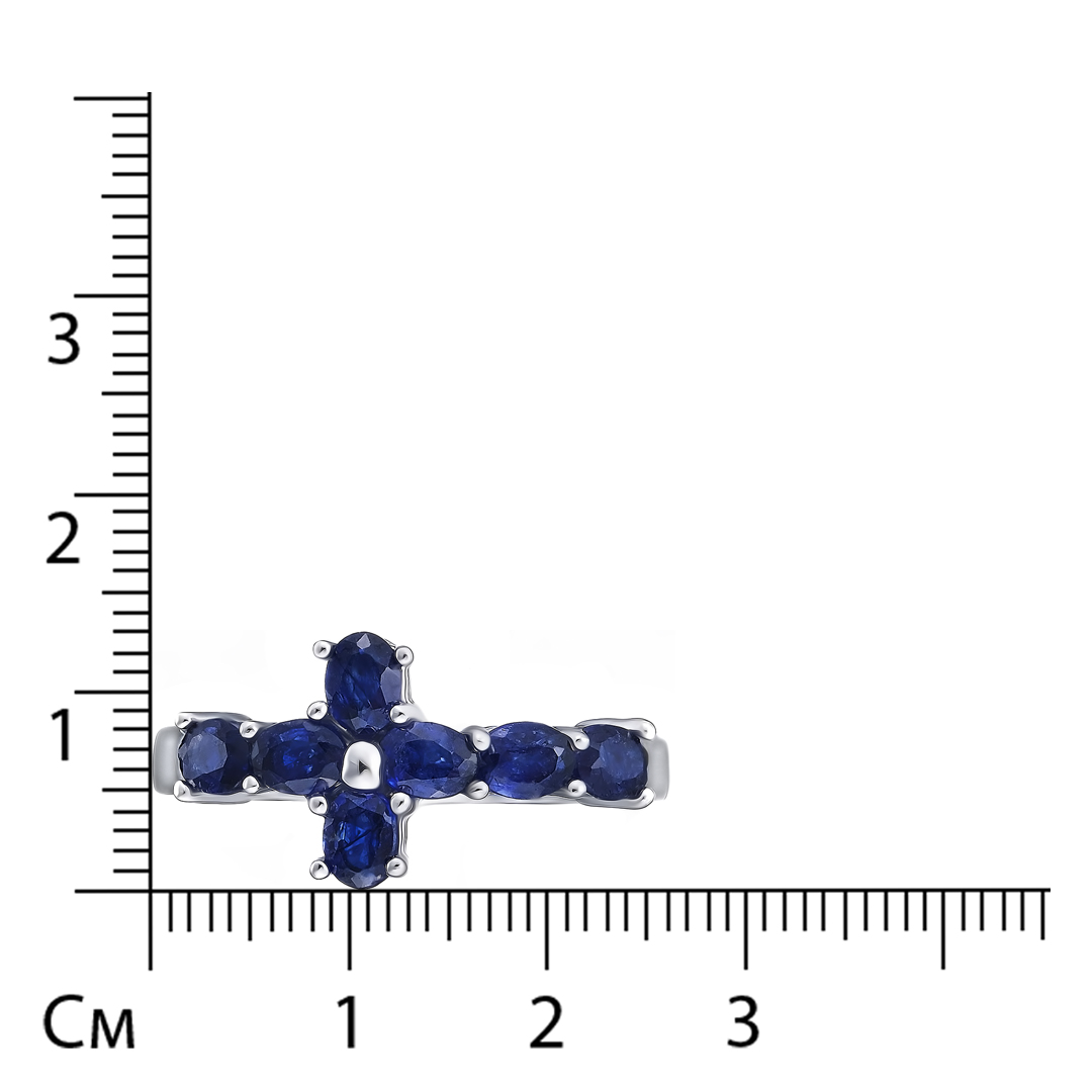 Серебряное кольцо с сапфирами "Крест"