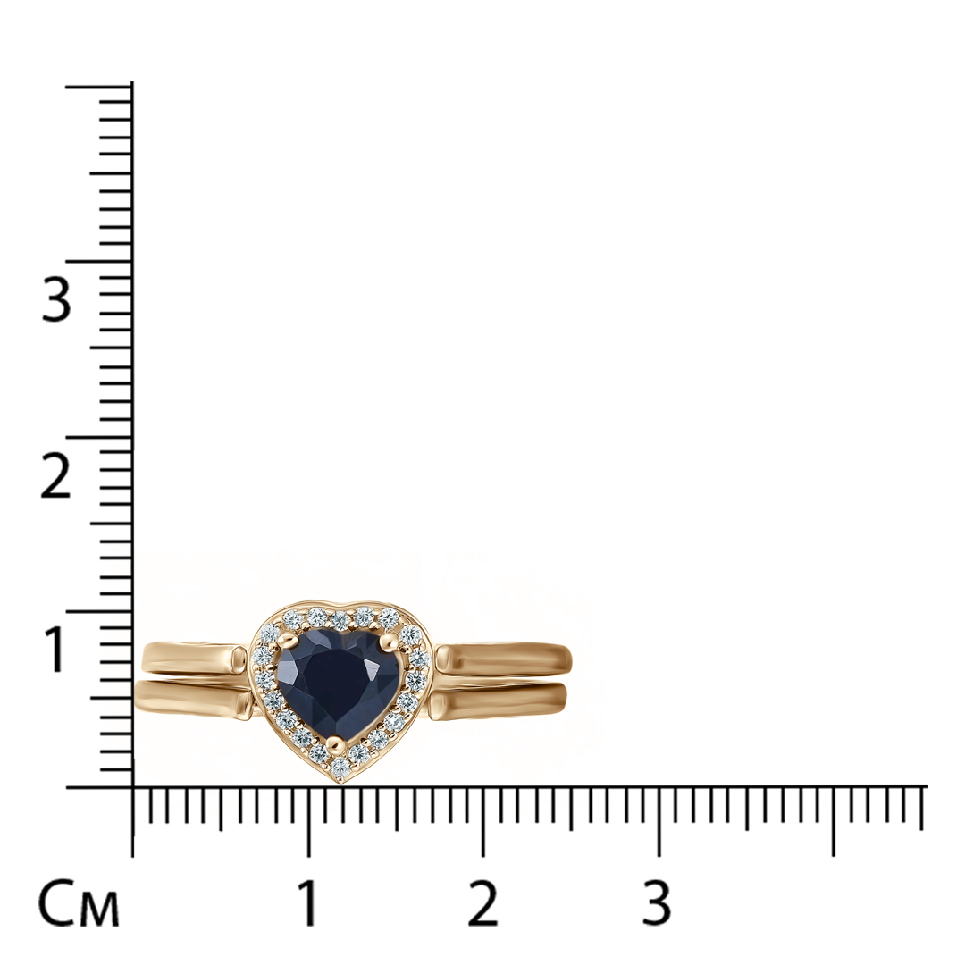 Серебряное кольцо-трансформер с рубином и сапфиром "Сердце"