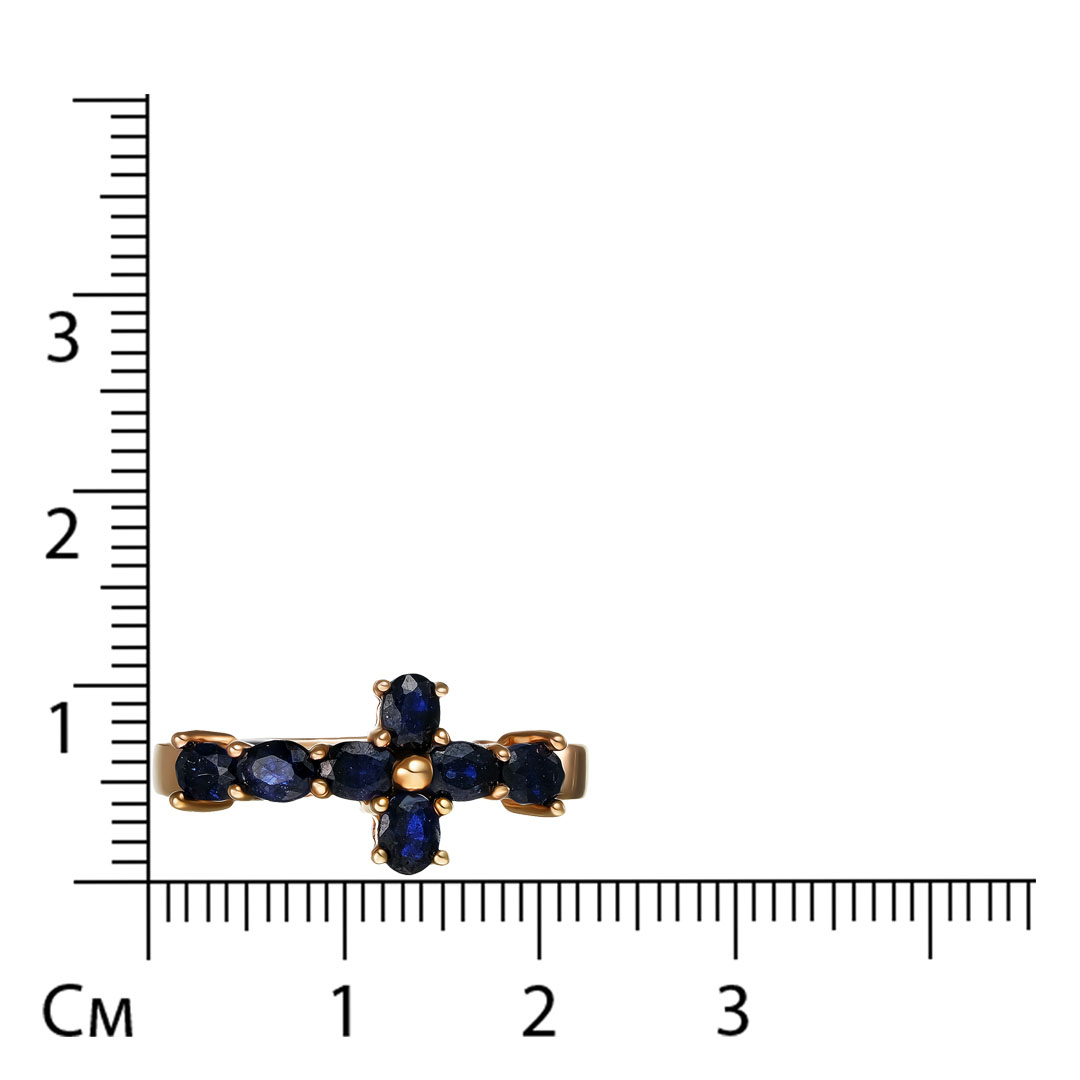 Серебряное кольцо с сапфирами "Крестик"