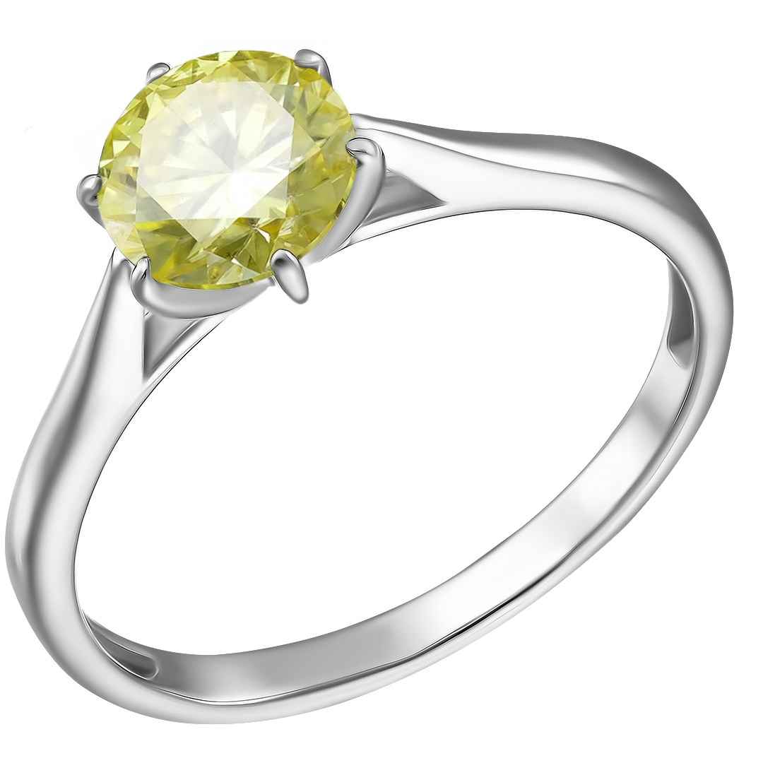 Серебряное кольцо с желтым муассанитом