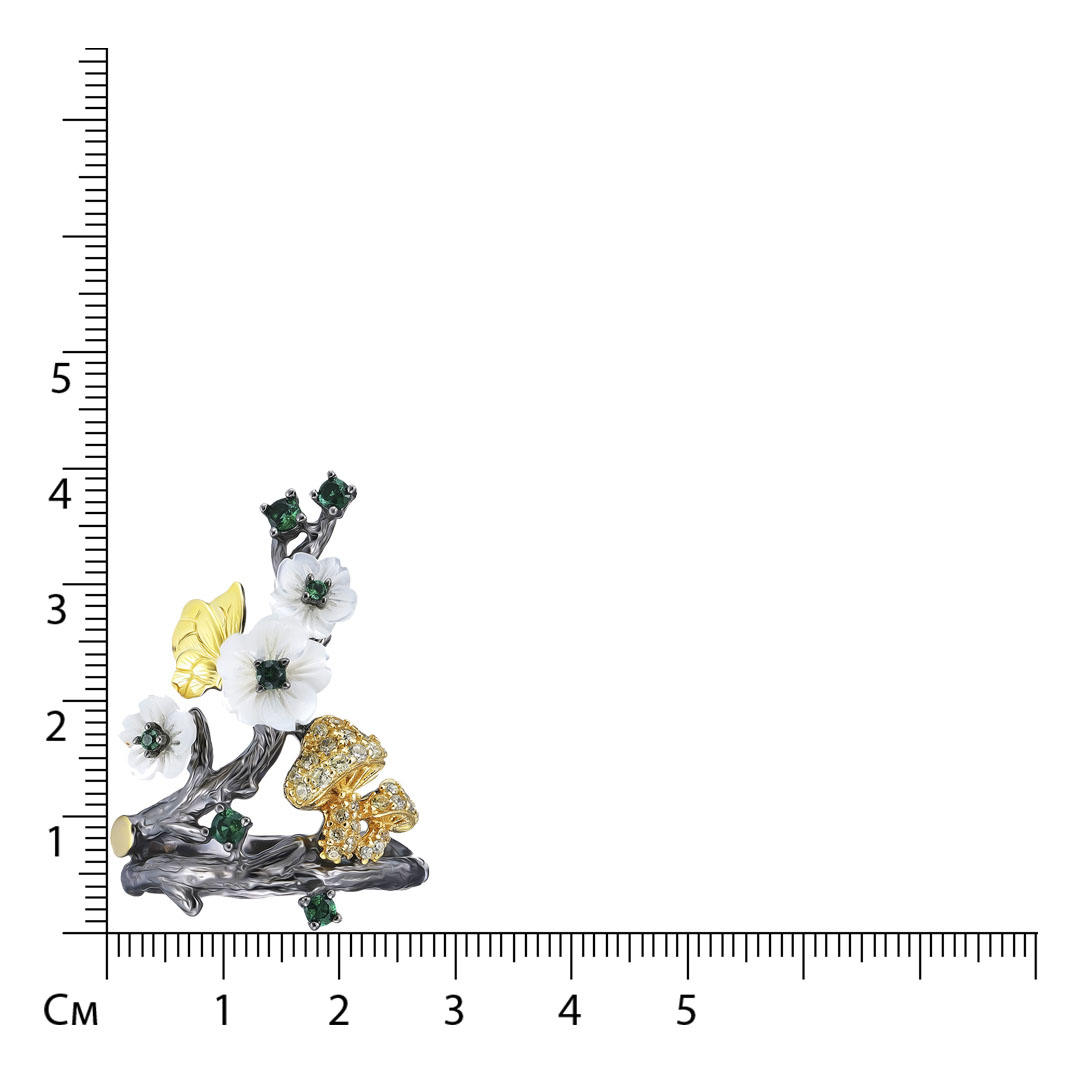 Серебряное кольцо с перламутром "Цветы"
