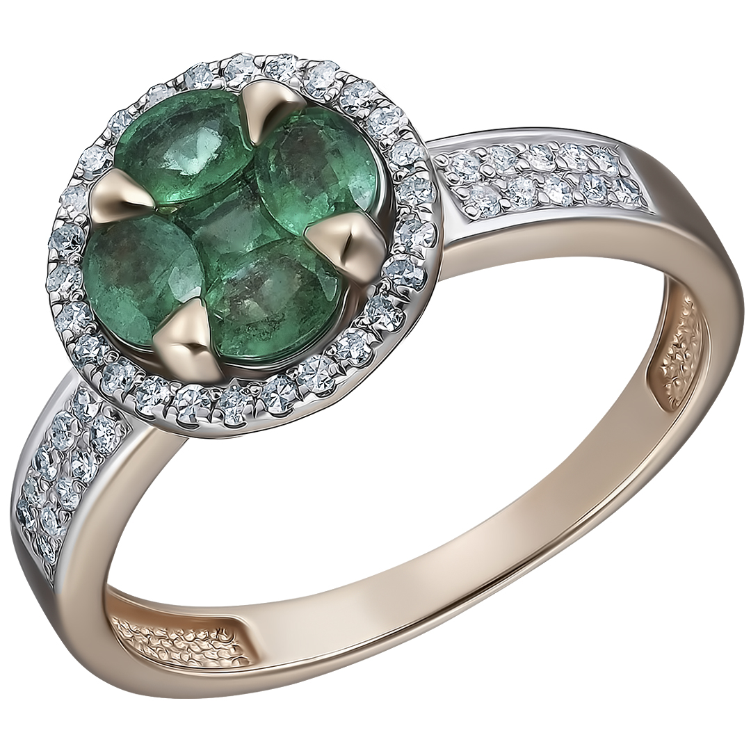 Серебряное кольцо 925 пробы; вставки 1 Агат зеленый; 12 Фианит бесцв.;