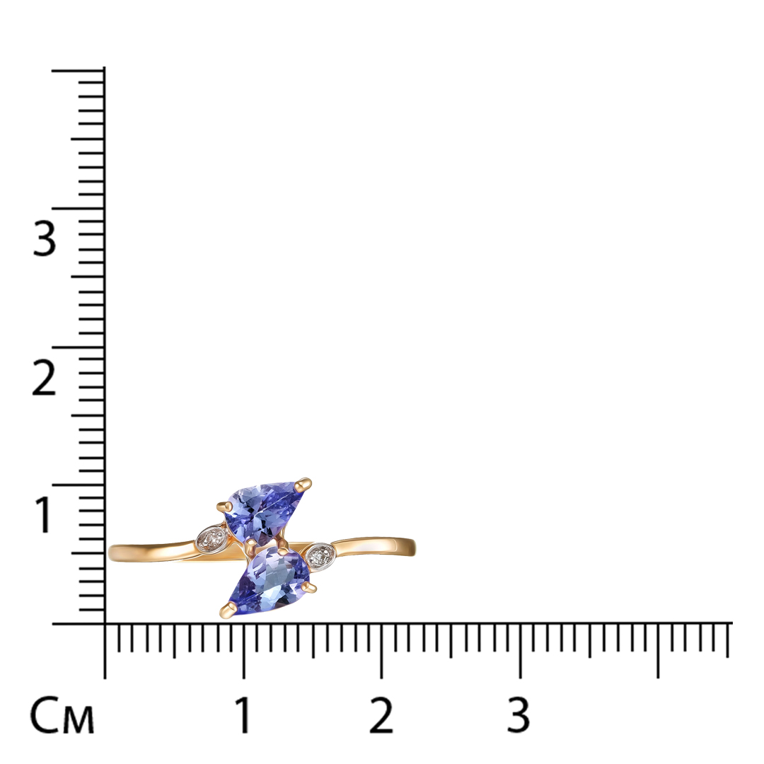 Кольцо из золота с танзанитами