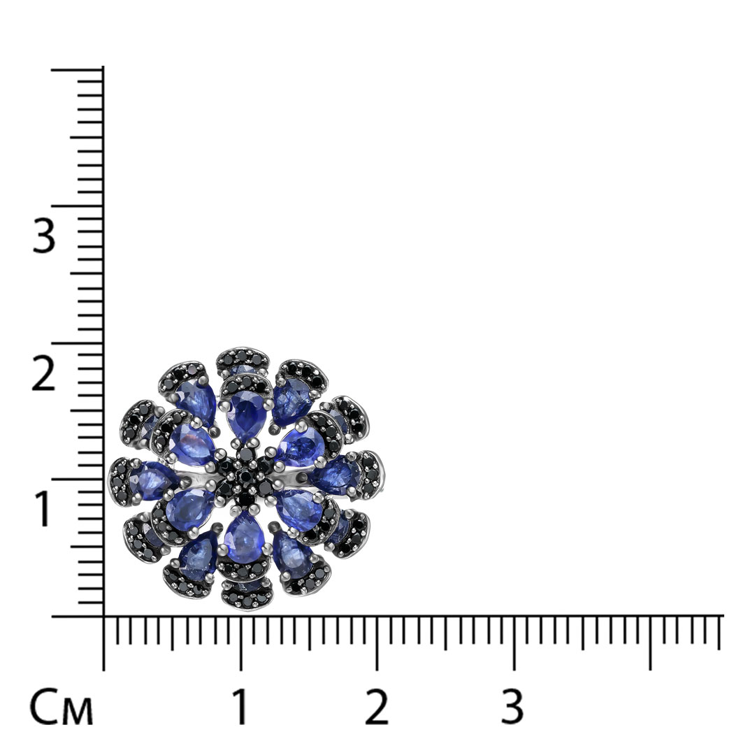 Серебряное кольцо с сапфирами "Цветок"
