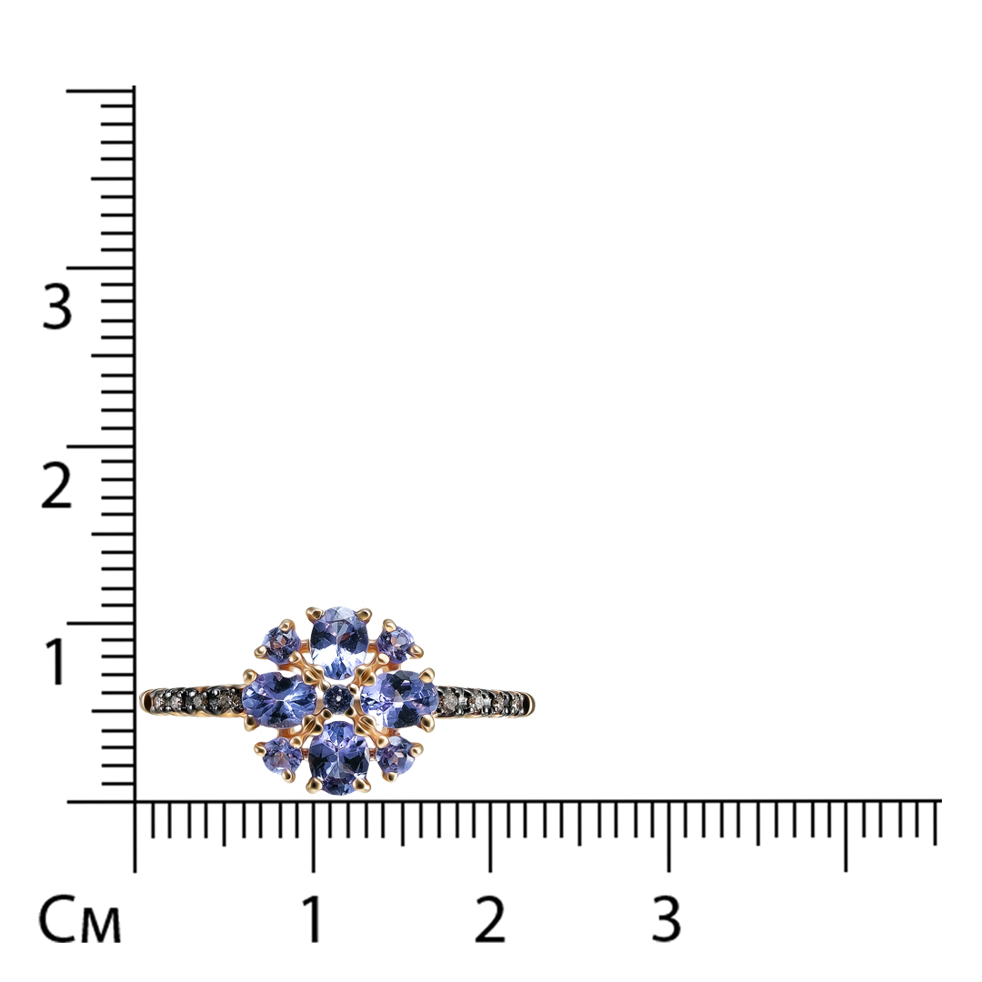 Кольцо из золота с танзанитами