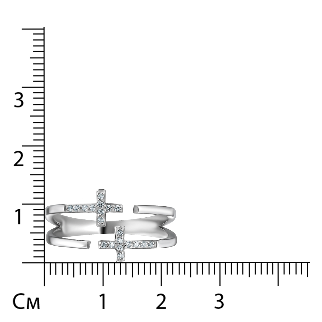Серебряное кольцо с фианитами "Крестики"