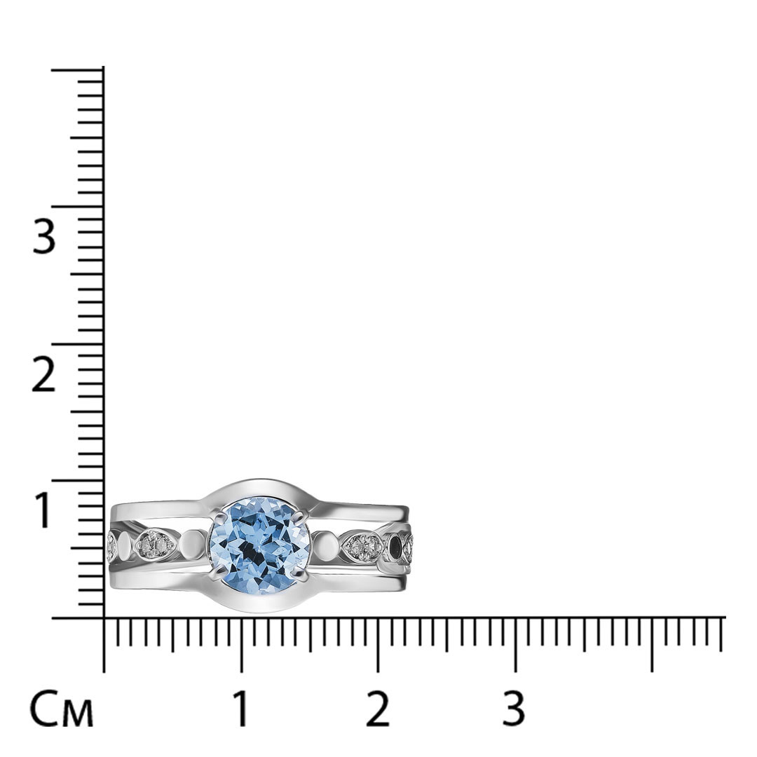 Серебряное кольцо 925 пробы; вставки 1 Топаз; 8 Фианит бесцв.;