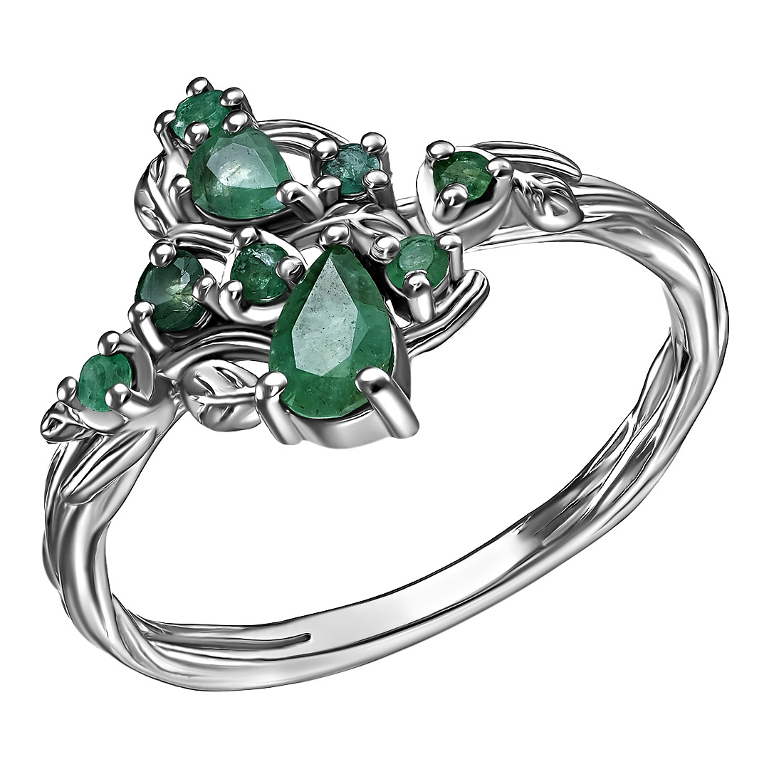 Серебряное кольцо с изумрудами