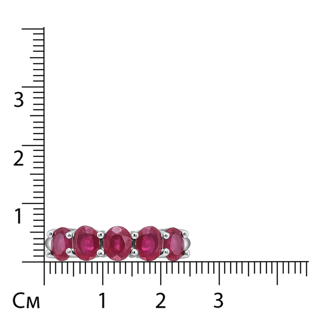 Серебряное кольцо 925 пробы; вставки 5 Рубин F/2 2,6ct;