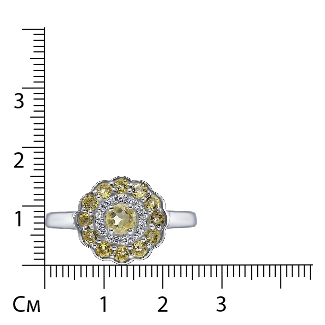 Серебряное кольцо с цитринами "Цветок"