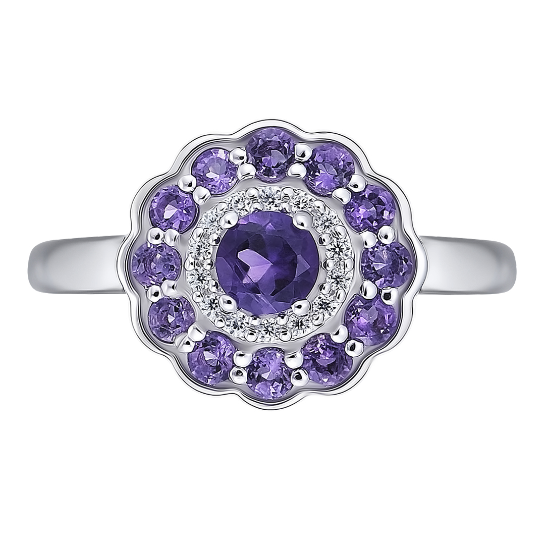 Серебряное кольцо с аметистами