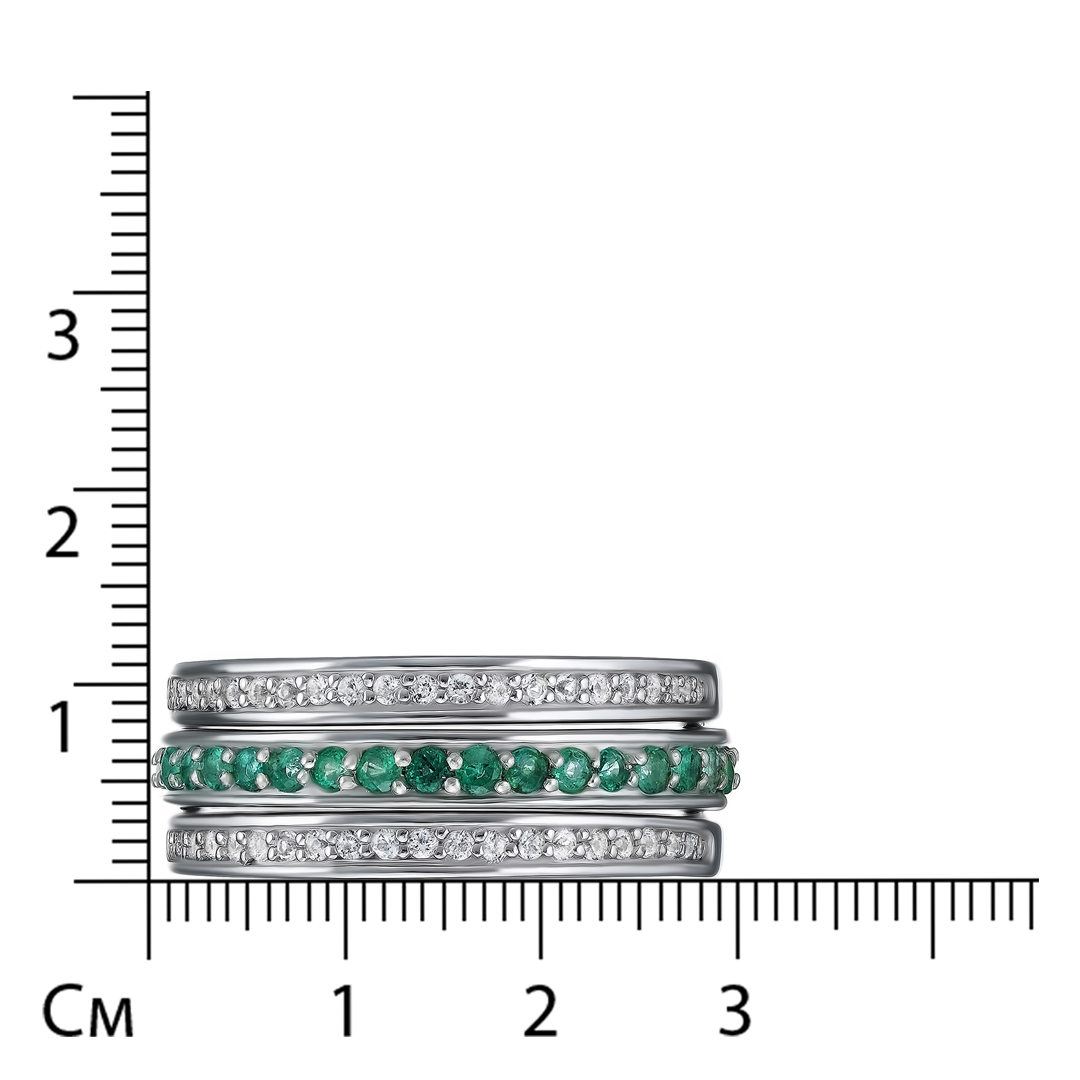 Серебряное кольцо-трансформер с изумрудами