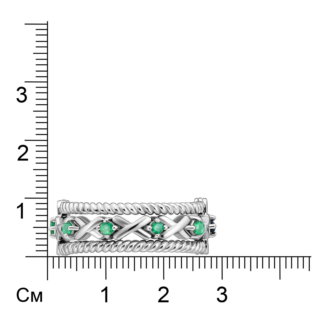 Серебряное кольцо-трансформер с изумрудами