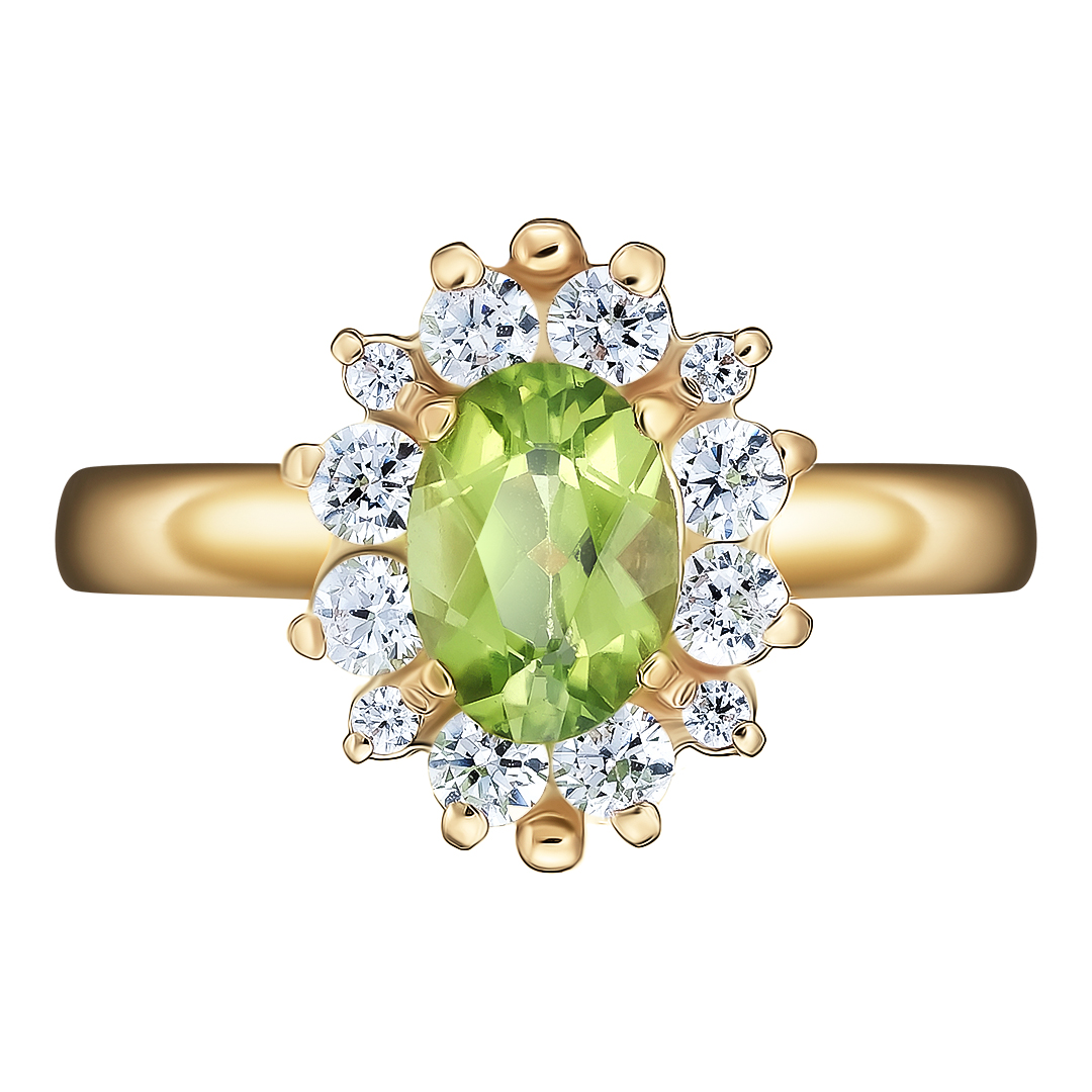Серебряное кольцо с хризолитом