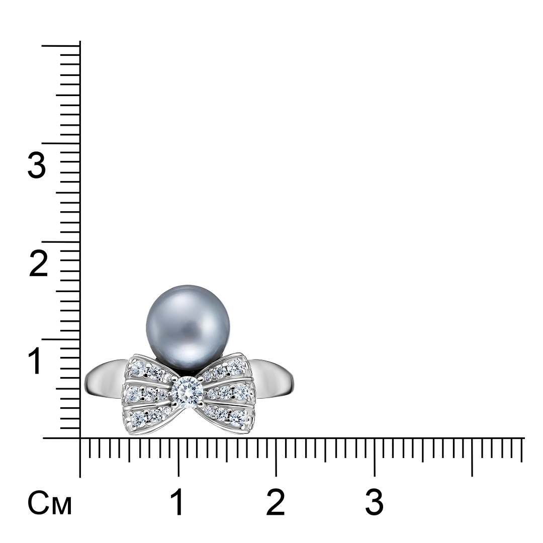 Серебряное кольцо с жемчугом "Бант"