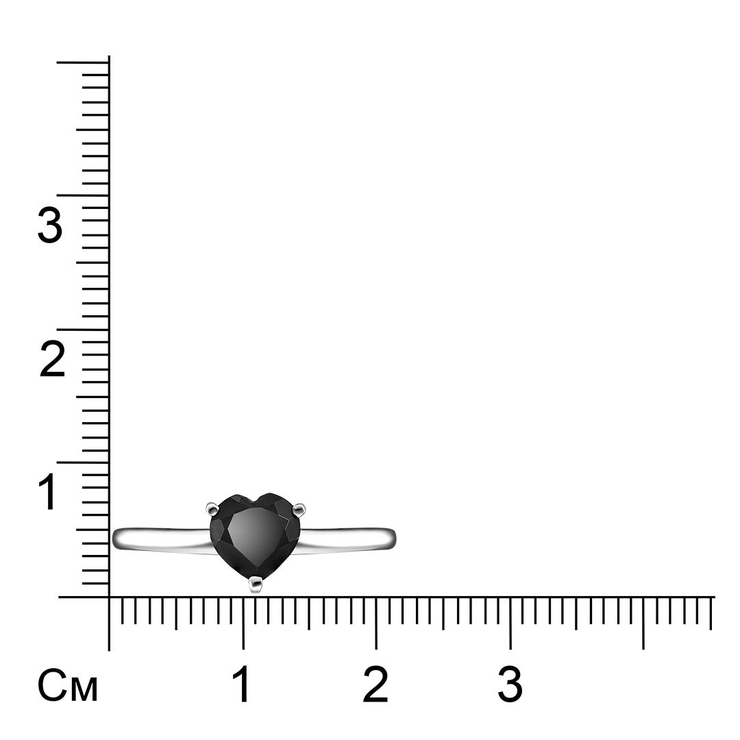 Серебряное кольцо с черным турмалином "Сердце"
