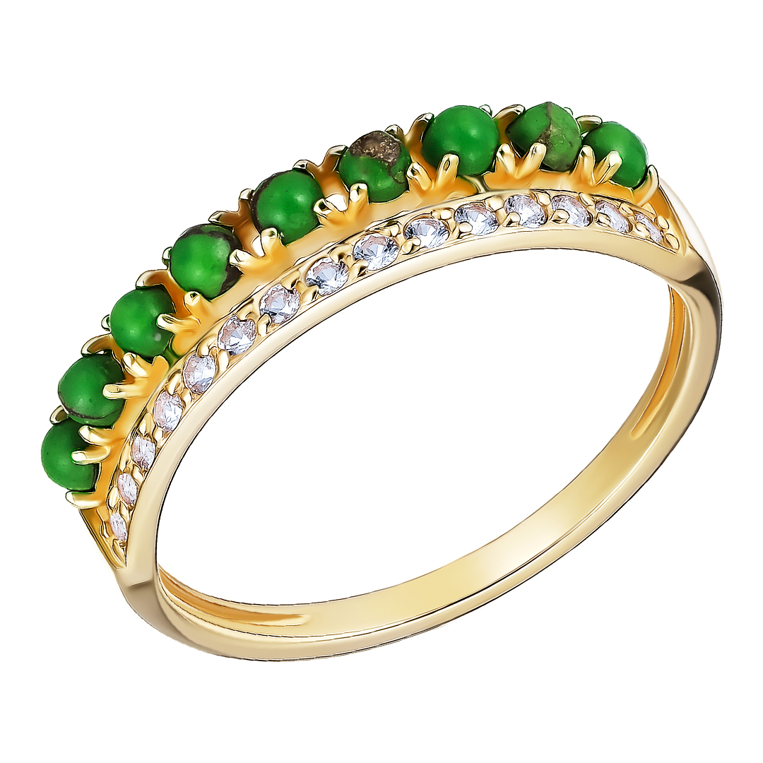 Кольцо из золота с зеленой бирюзой