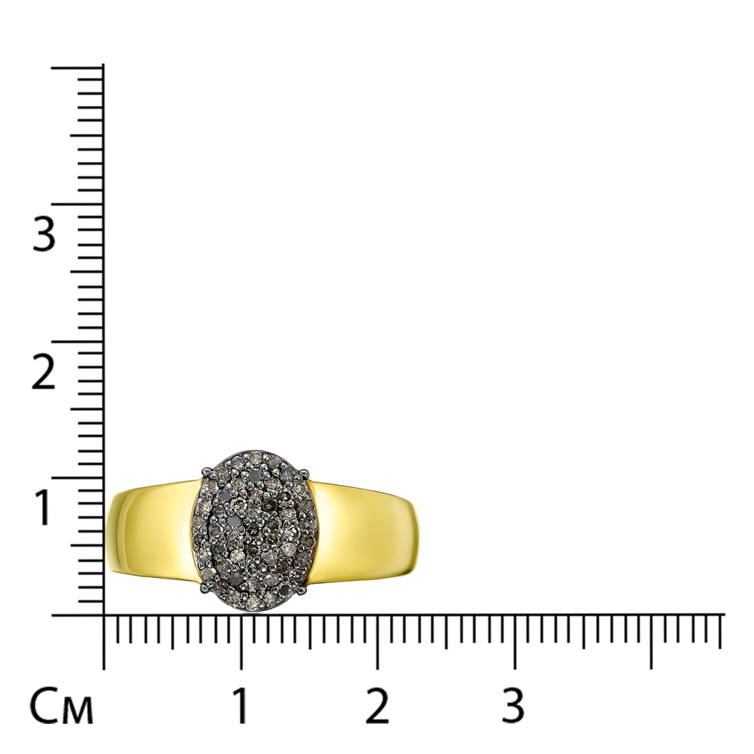 Серебряное кольцо 925 пробы; родий черный; вставки 51 Бр.кор.(R)Кр-17 0,32ct 4/3;